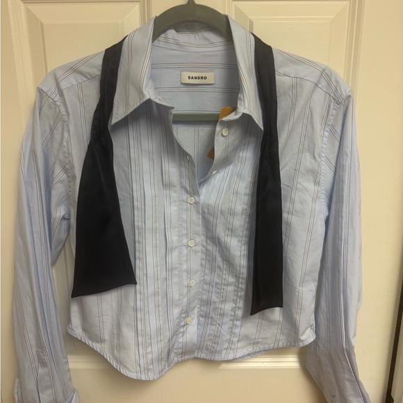 Sandro Cropped Shirt with Removable Tie - Picture 6 of 8